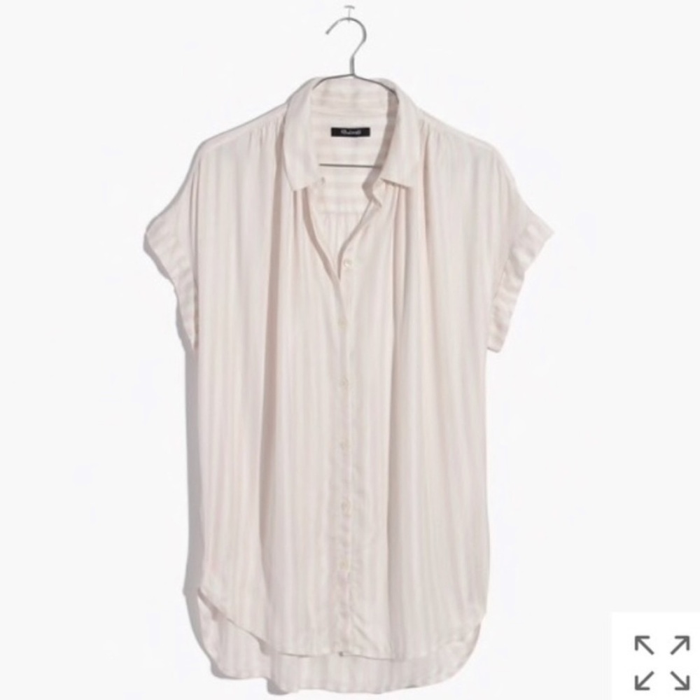 Madewell Central Shirt- Pink/White Stripe